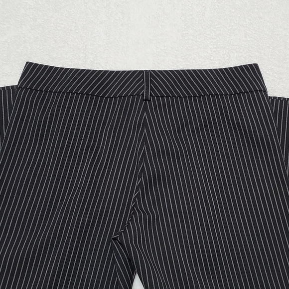 VINTAGE 90s Dori Goth Black White Pinstripe Stretchy Flare Wide Leg Trousers - Picture 9 of 11